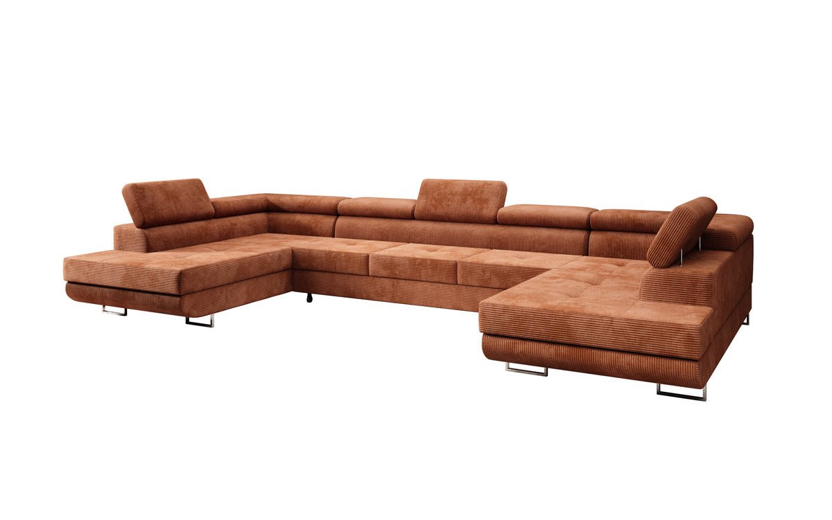 Designer Sofa Taormina with Sleeping and Folding Function in Corduroy