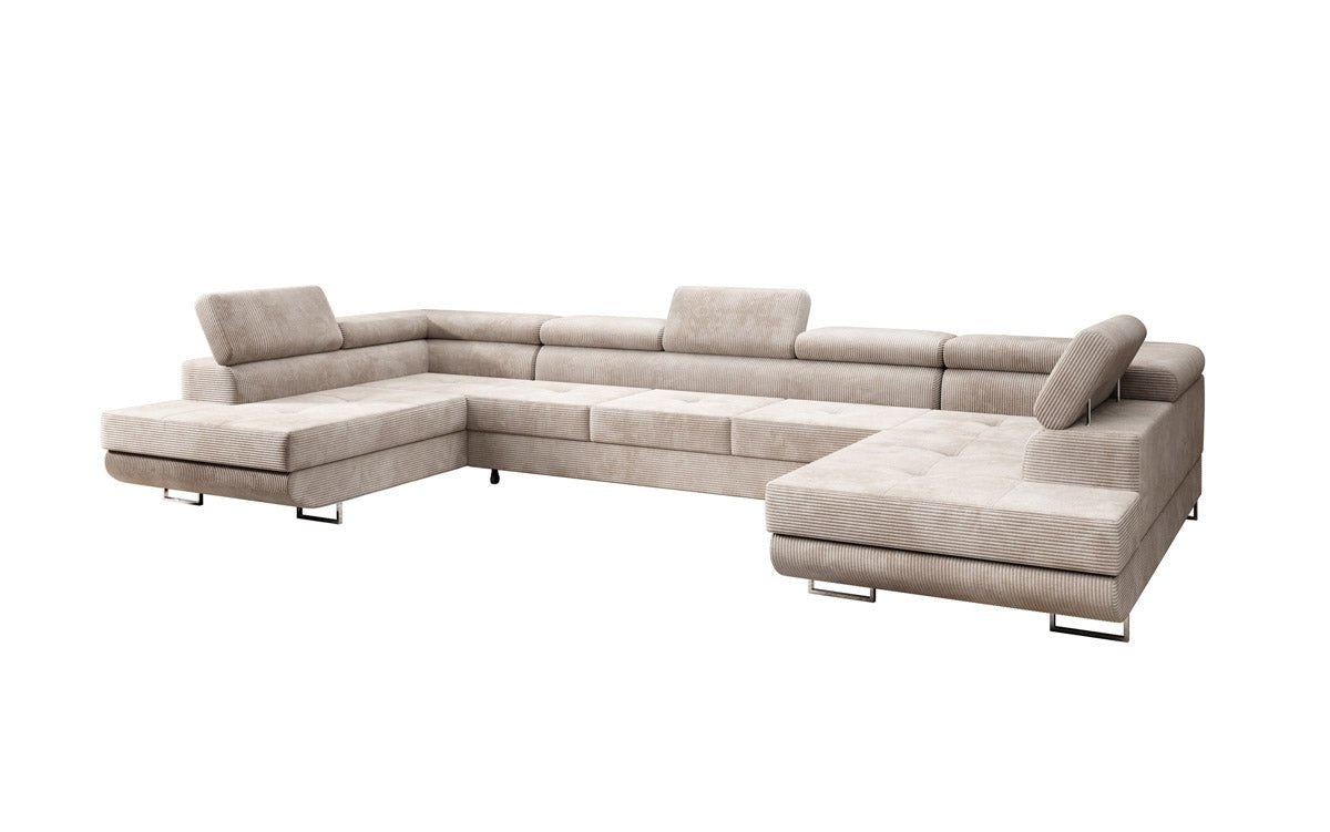 Designer Sofa Taormina with Sleeping and Folding Function in Corduroy