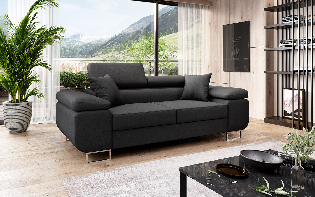 Designer 2-seater Triora sofa with sleeping function in fabric