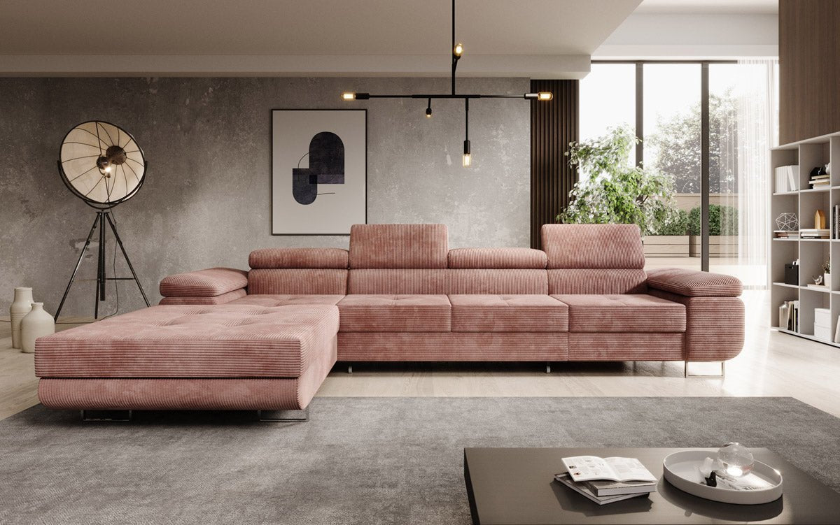Designer Sofa Calvera Maxi with Sleeping and Folding Function in Corduroy