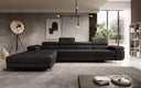 Designer corner sofa Calvera Maxi with sleeping and fold-out function in bouclé