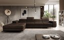 Designer corner sofa Calvera Maxi with sleeping and fold-out function in bouclé