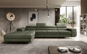 Designer corner sofa Calvera Maxi with sleeping and fold-out function in bouclé