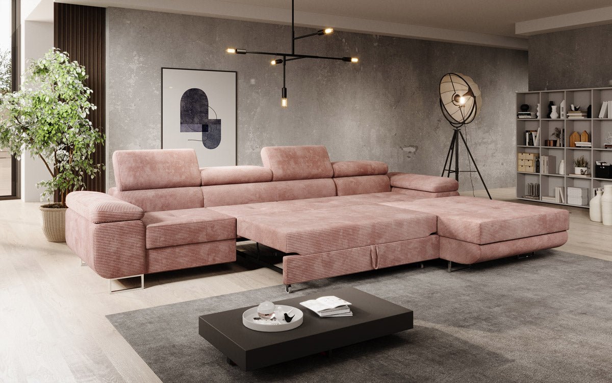 Designer Sofa Calvera Maxi with Sleeping and Folding Function in Corduroy