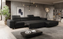 Designer corner sofa Calvera Maxi with sleeping and fold-out function in bouclé