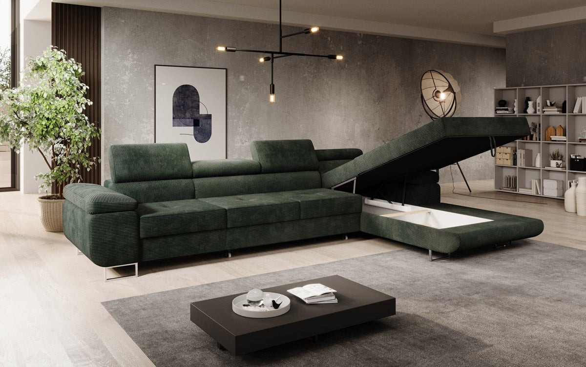 Designer Sofa Calvera Maxi with Sleeping and Folding Function in Corduroy