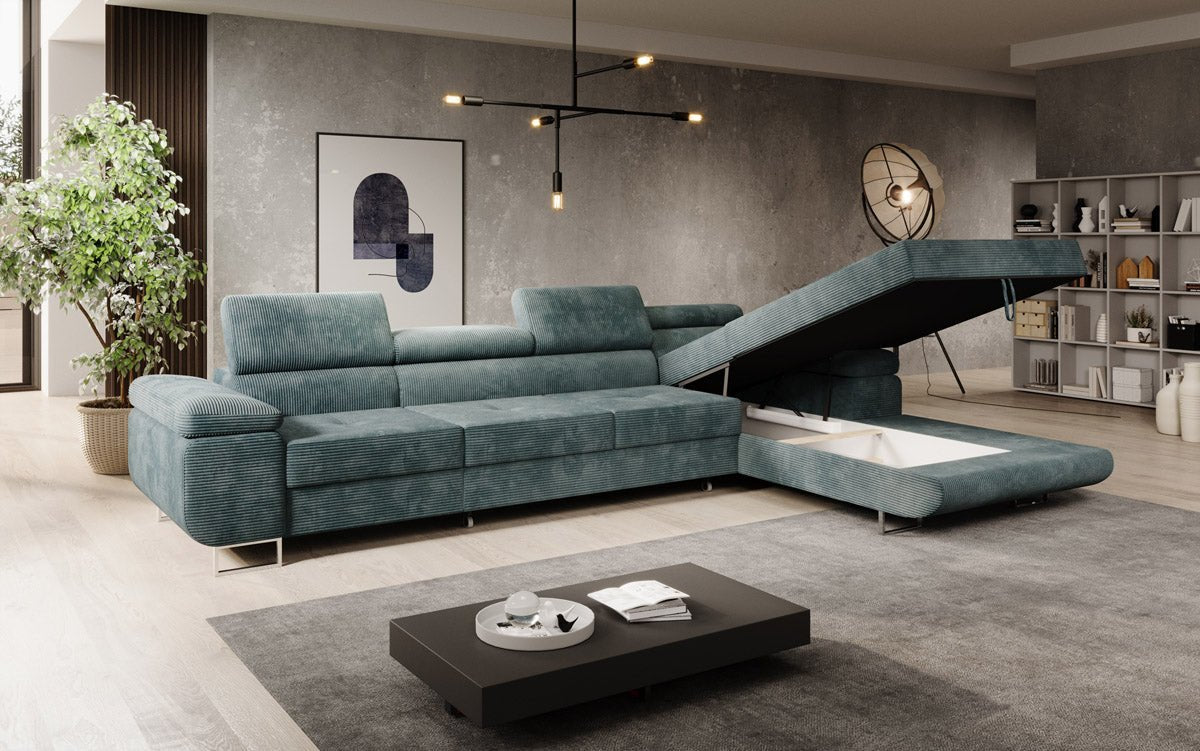 Designer Sofa Calvera Maxi with Sleeping and Folding Function in Corduroy