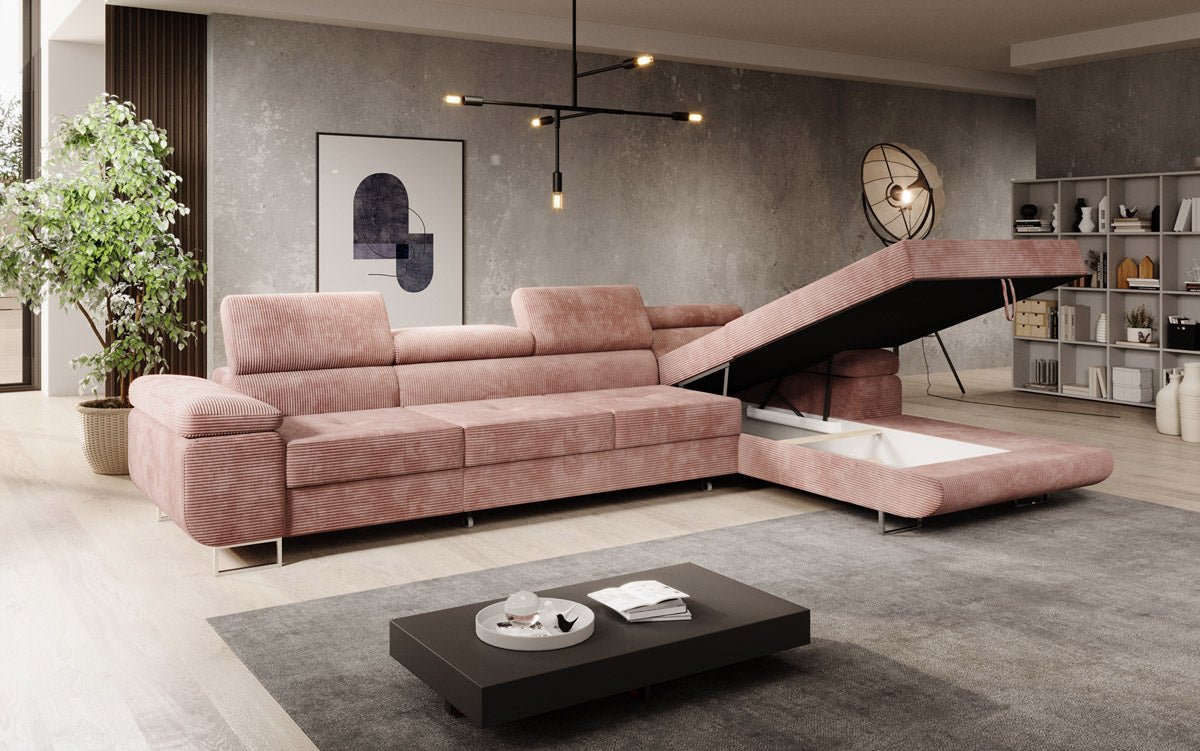 Designer Sofa Calvera Maxi with Sleeping and Folding Function in Corduroy