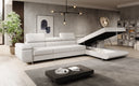 Designer corner sofa Calvera Maxi with sleeping and fold-out function in bouclé