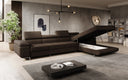 Designer corner sofa Calvera Maxi with sleeping and fold-out function in bouclé