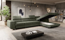 Designer corner sofa Calvera Maxi with sleeping and fold-out function in bouclé