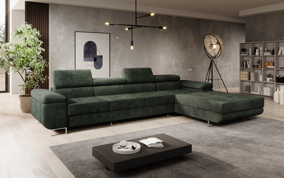Designer Sofa Calvera Maxi with Sleeping and Folding Function in Corduroy