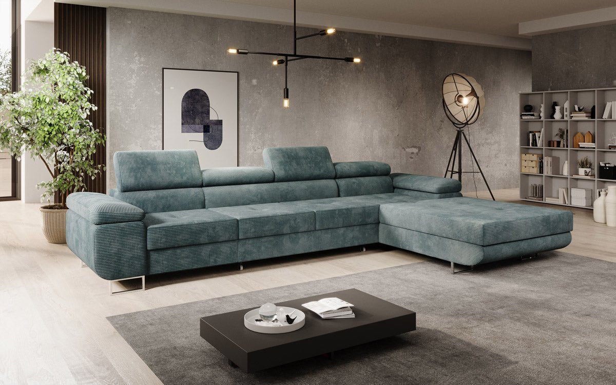 Designer Sofa Calvera Maxi with Sleeping and Folding Function in Corduroy