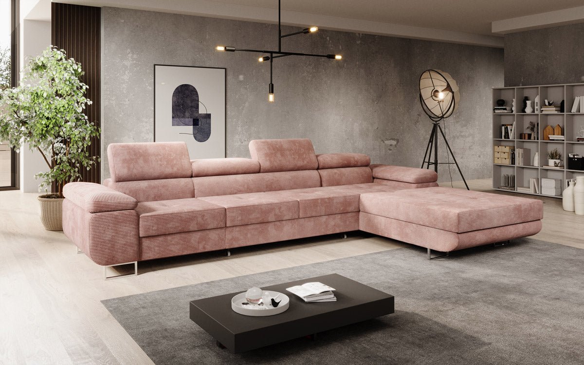 Designer Sofa Calvera Maxi with Sleeping and Folding Function in Corduroy