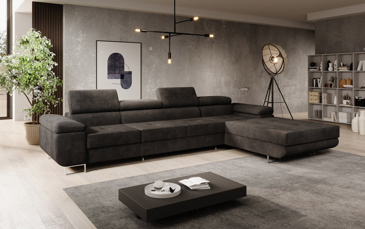 Designer Sofa Calvera Maxi with Sleeping and Folding Function in Corduroy