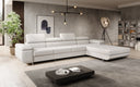Designer corner sofa Calvera Maxi with sleeping and fold-out function in bouclé