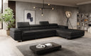 Designer corner sofa Calvera Maxi with sleeping and fold-out function in bouclé