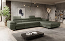 Designer corner sofa Calvera Maxi with sleeping and fold-out function in bouclé