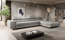 Designer corner sofa Calvera Maxi with sleeping and fold-out function in bouclé