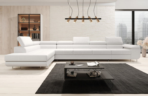 Designer Ecksofa Maxi mit Schlaf - und Klappfunktion in Bouclé