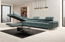 Designer corner sofa Maxi with sleeping and folding function in Corduroy