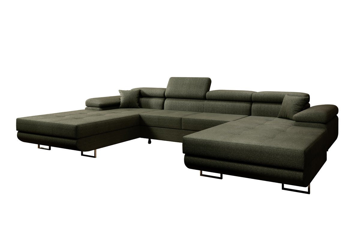 Designer Sofa Calvera U with Sleeping and Folding Function in Bouclé