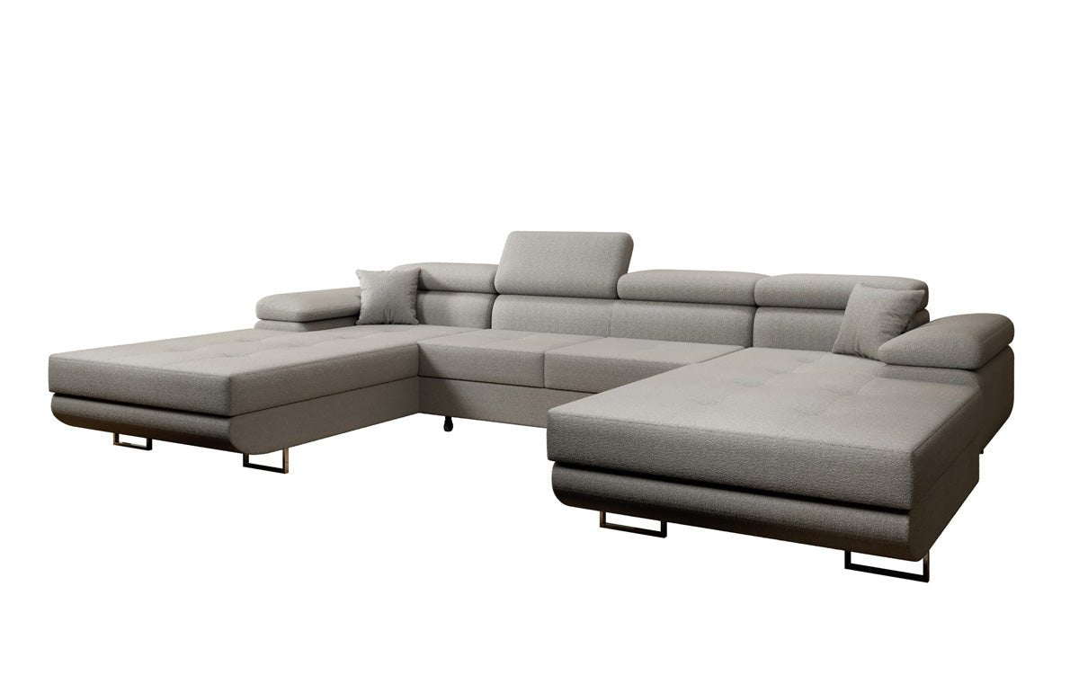Designer Sofa Calvera U with Sleeping and Folding Function in Bouclé