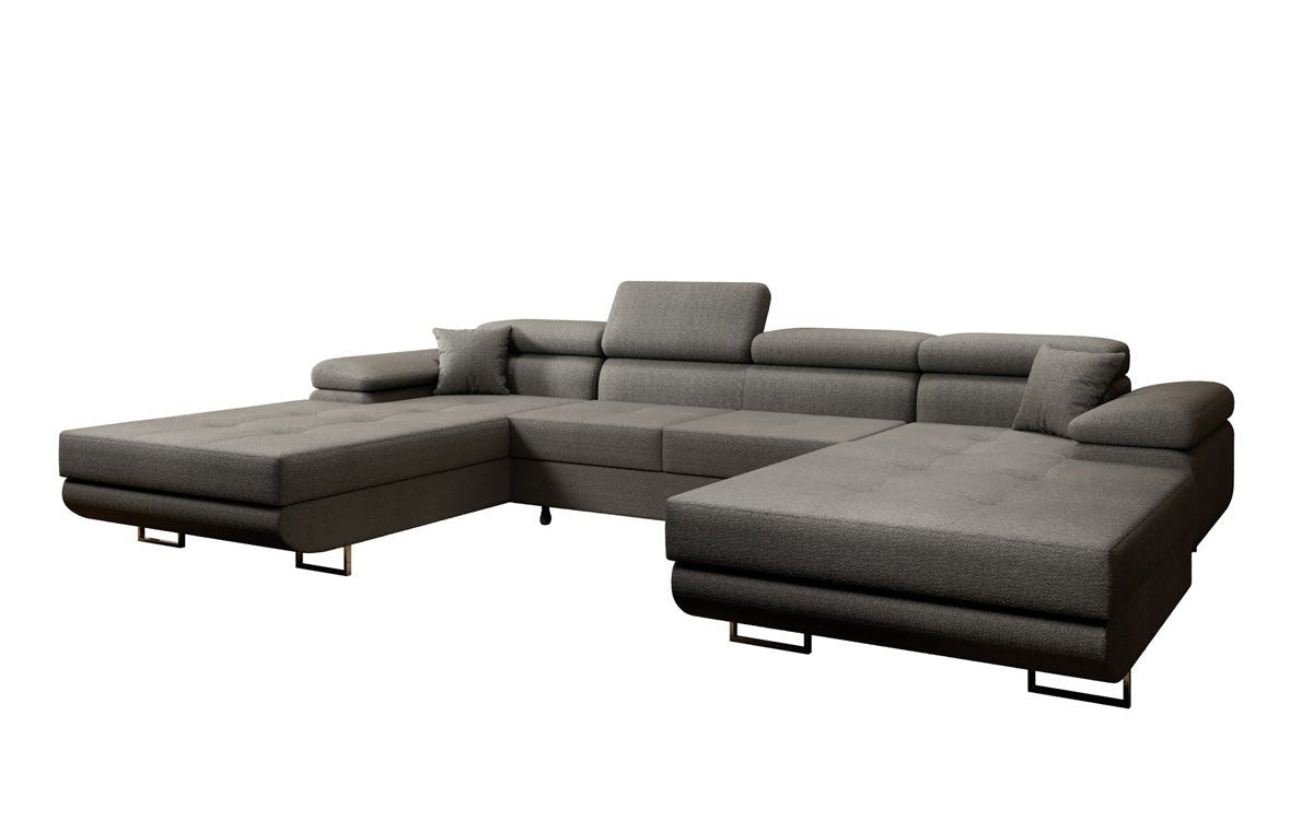 Designer Sofa Calvera U with Sleeping and Folding Function in Bouclé