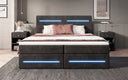 Boxspring bed Lara with storage and LED in corduroy