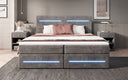 Boxspring bed Lara with storage and LED in corduroy