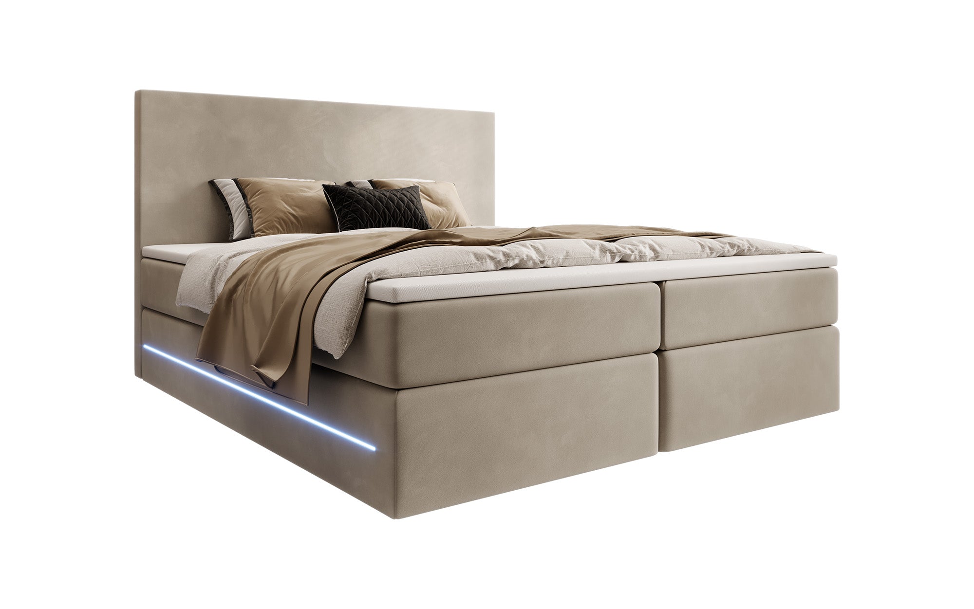 Voyage Boxspring Bed with LED and Storage in Velvet