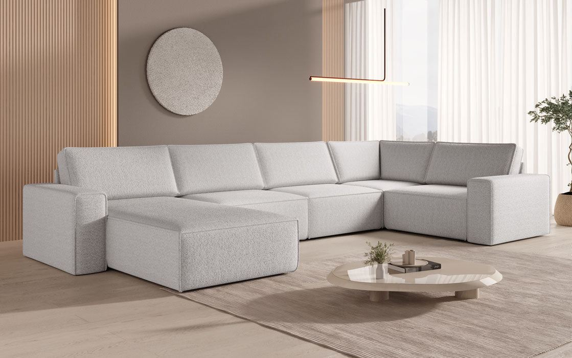 Modular Sofa Landscape U Yuma in Bouclé