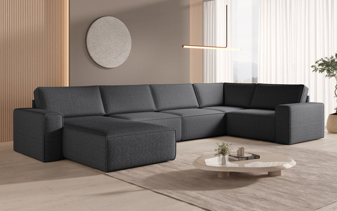 Modular Sofa Landscape U Yuma in Bouclé