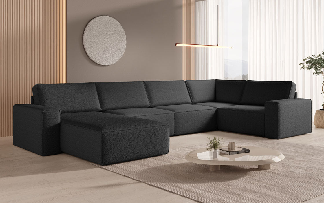 Modular Sofa Landscape U Yuma in Bouclé