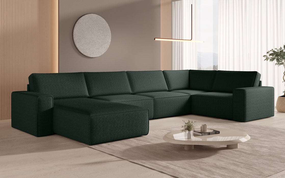 Modular Sofa Landscape U Yuma in Bouclé