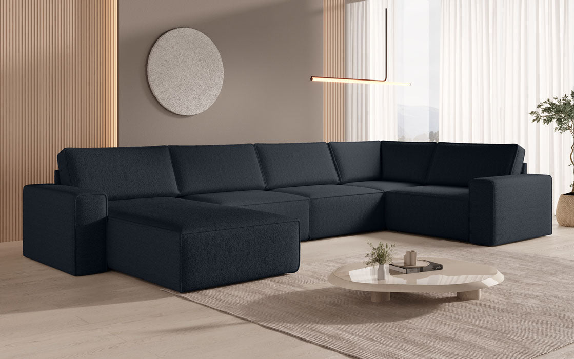 Modular Sofa Landscape U Yuma in Bouclé