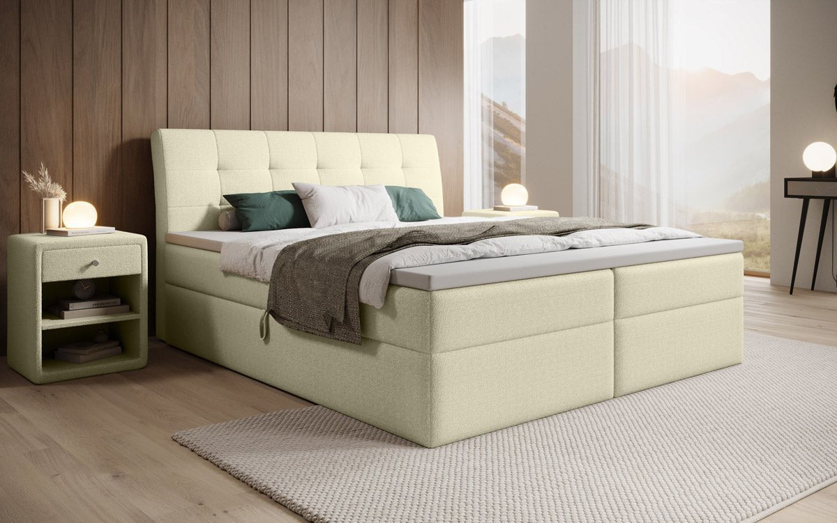 Amalia Bouclé Box Spring Bed with Storage