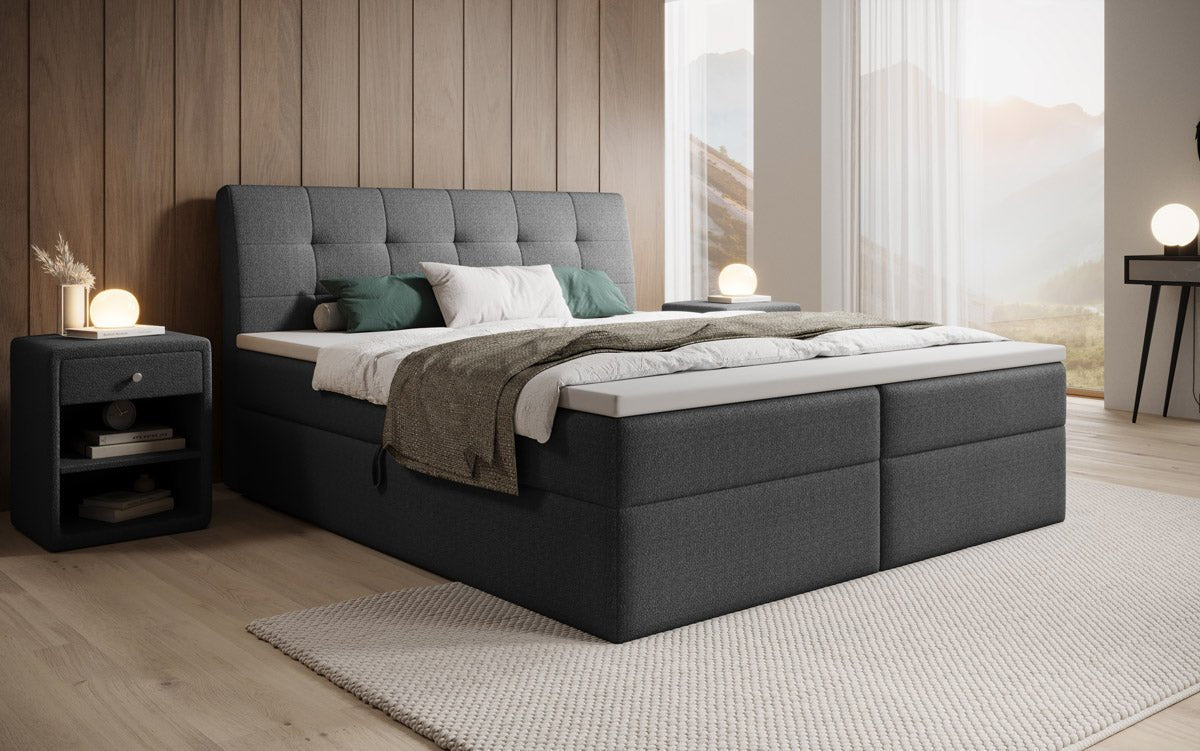 Amalia Bouclé Box Spring Bed with Storage