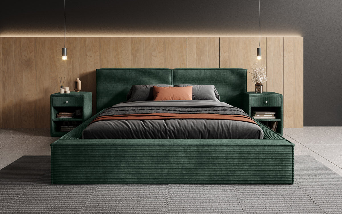 Designer Upholstered Bed Ophelia in Corduroy with Storage