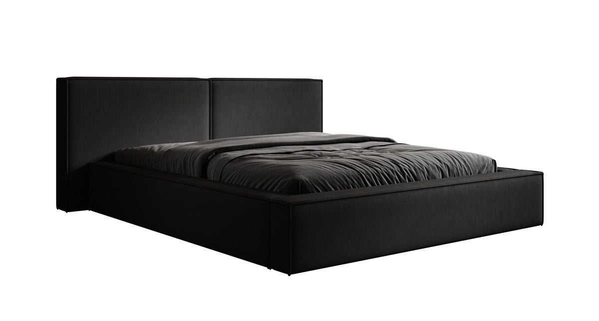 Designer upholstered bed Ophelia in fabric with storage