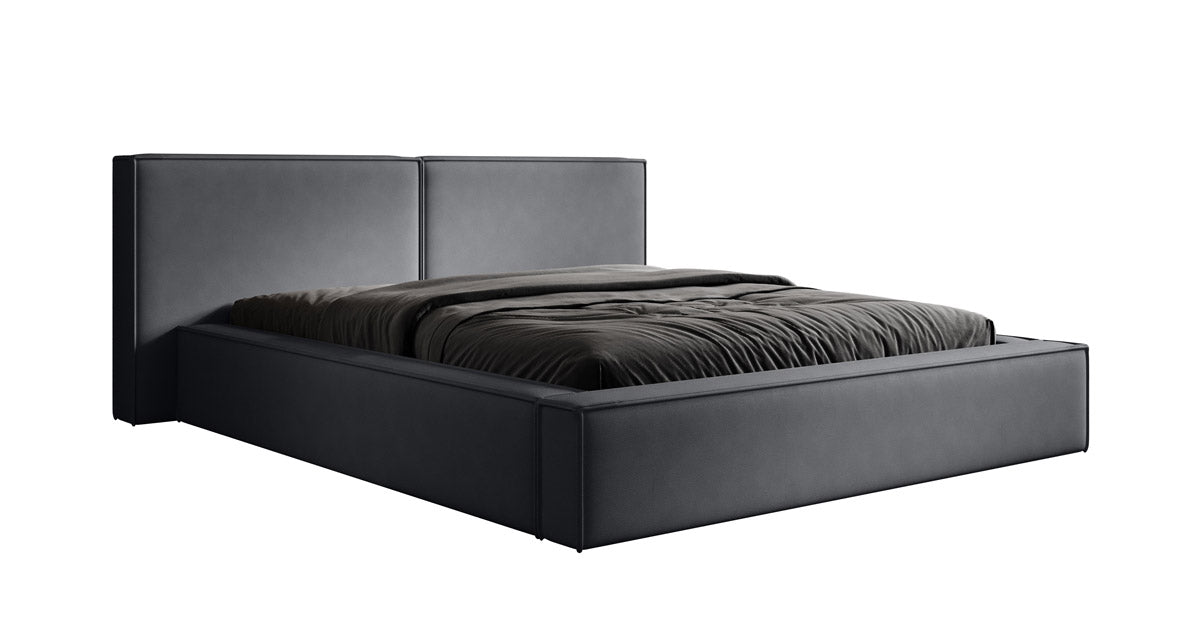 Designer upholstered bed Ophelia in fabric with storage