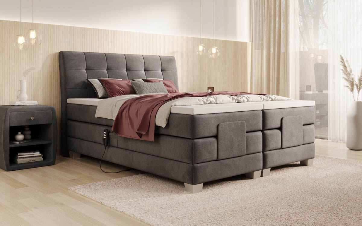 Amara Velvet Electrically Adjustable Box Spring Bed
