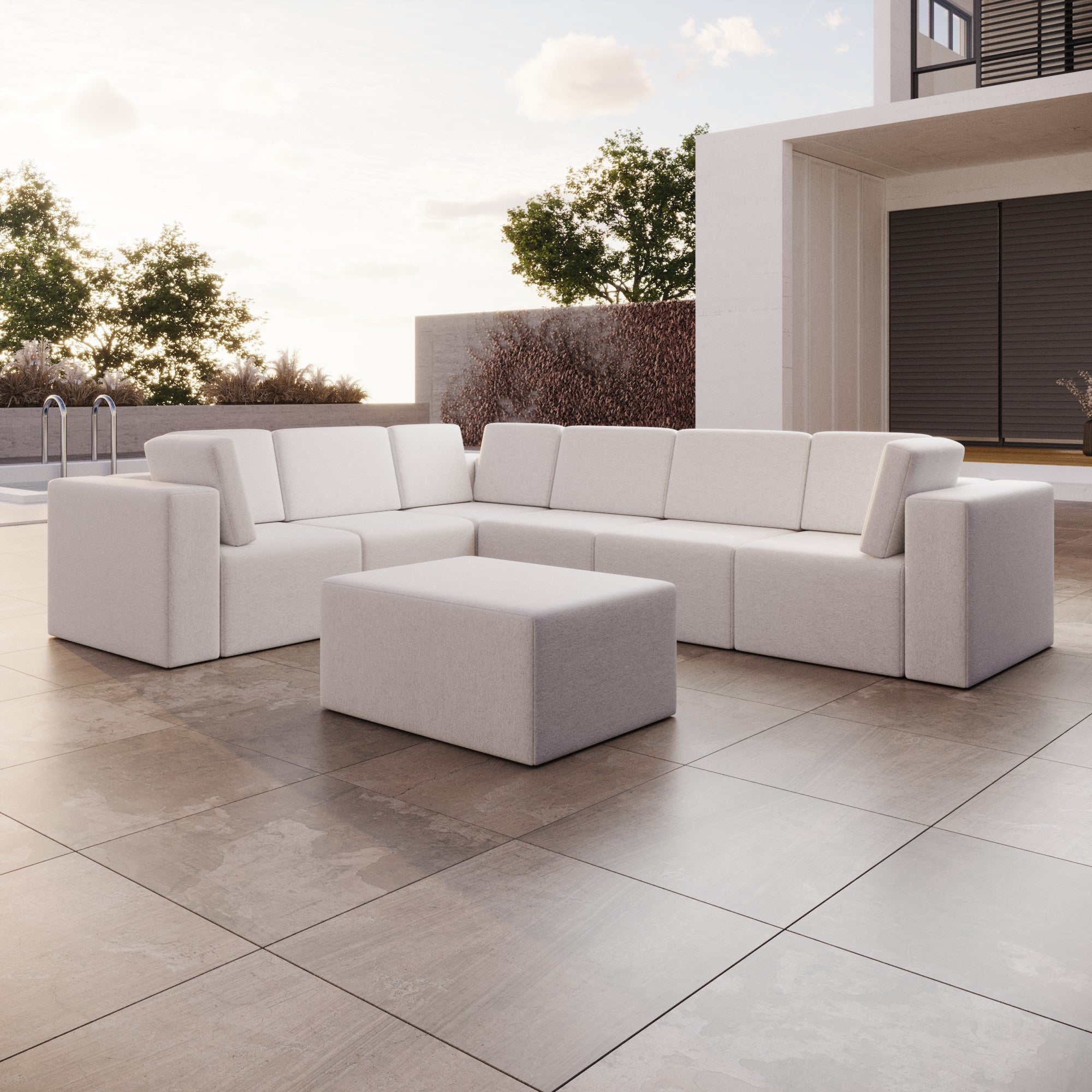 Modular Garden Sofa Eden L Maxi with Side Stool