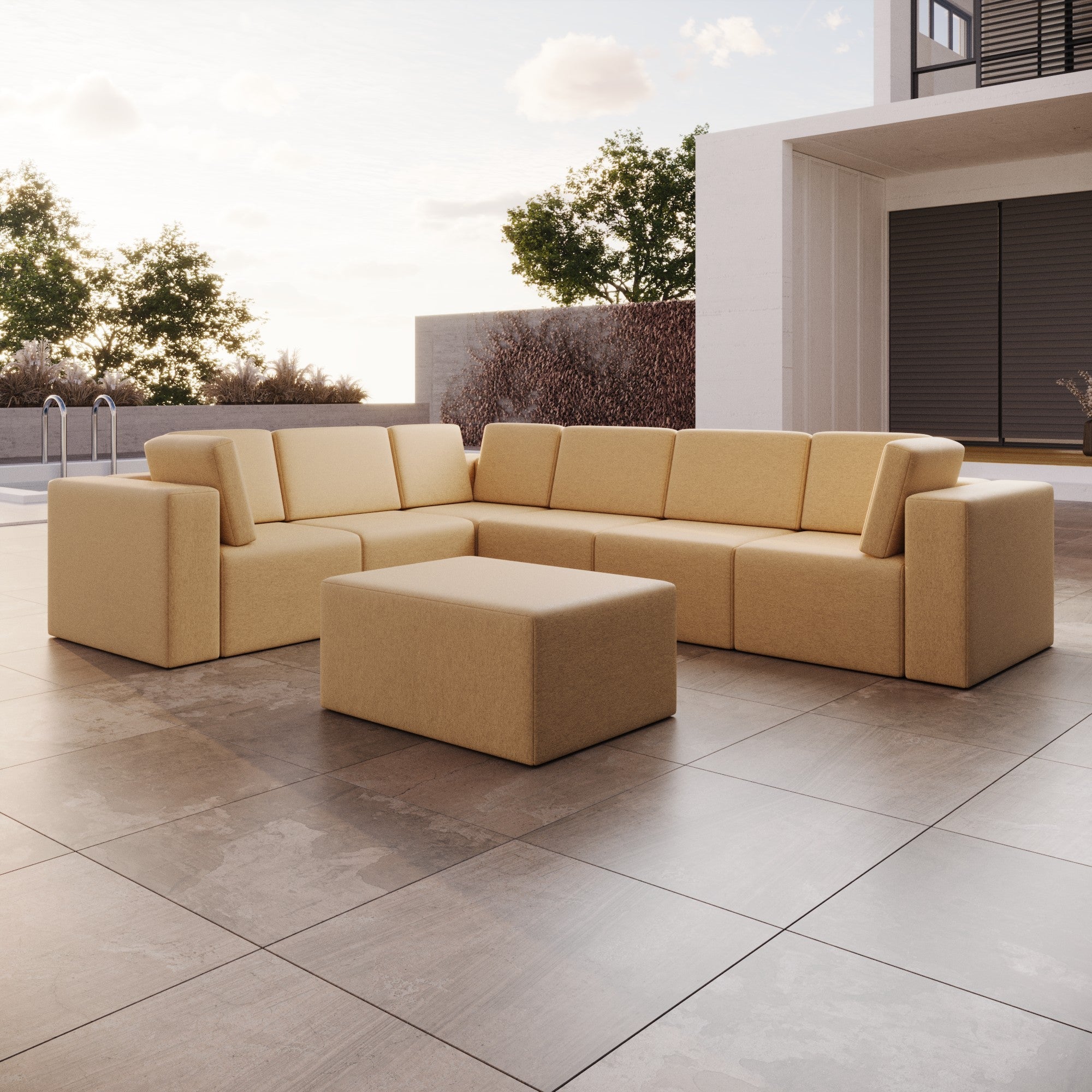 Modular Garden Sofa Eden L Maxi with Side Stool