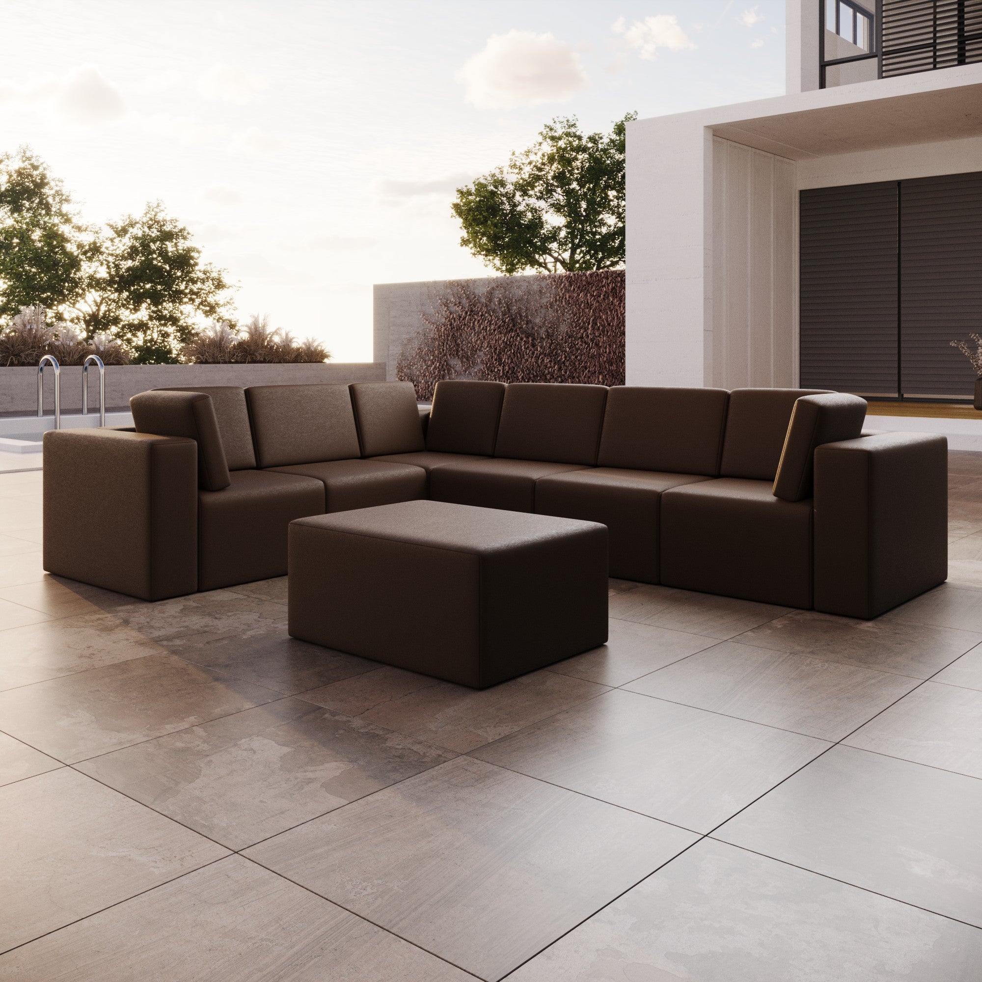 Modular Garden Sofa Eden L Maxi with Side Stool