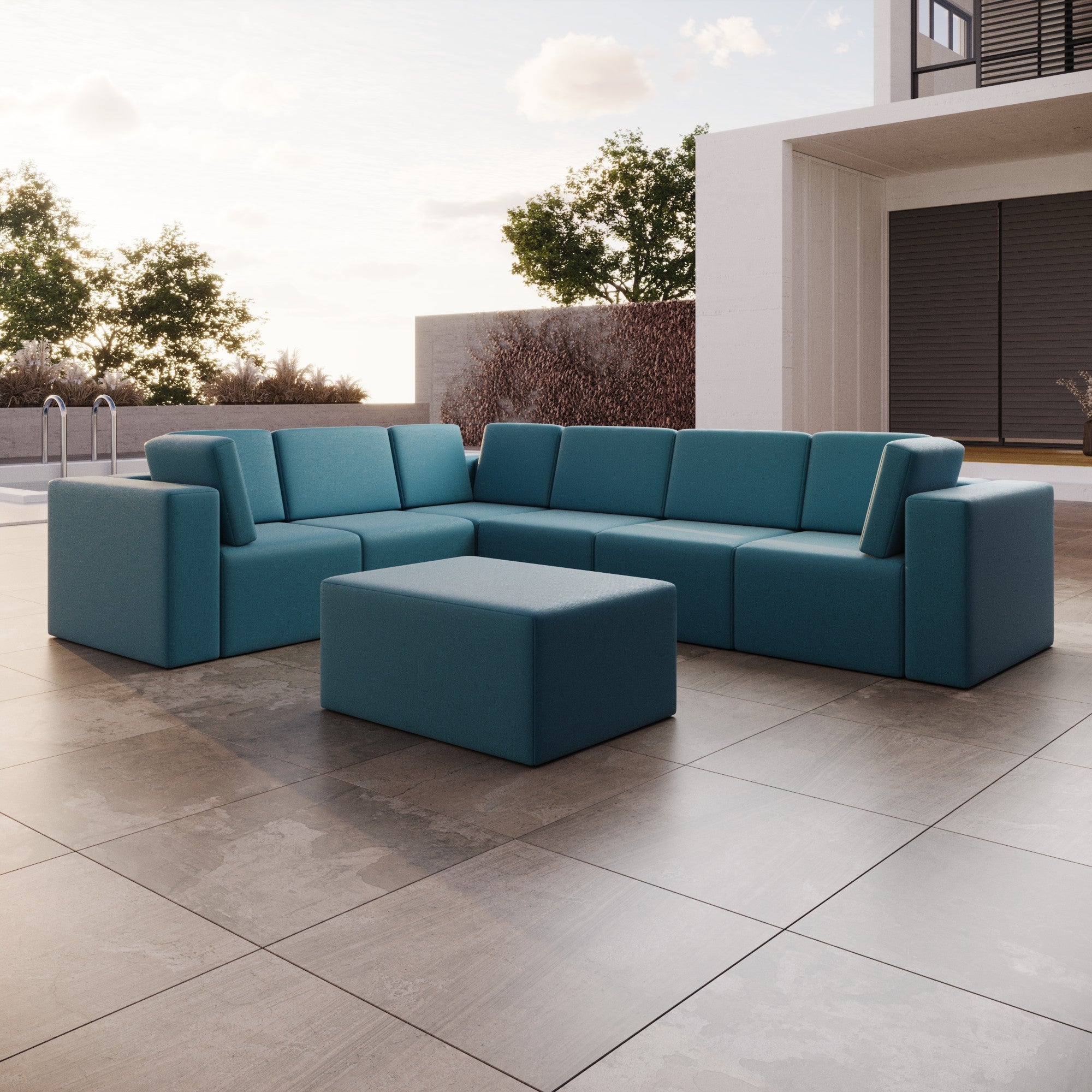 Modular Garden Sofa Eden L Maxi with Side Stool