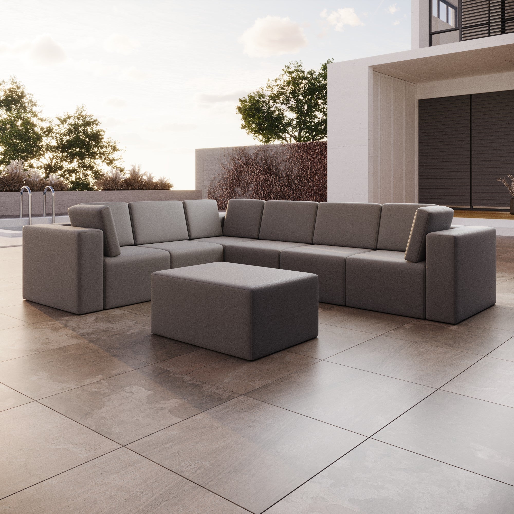 Modulares Gartensofa Eden L Maxi mit Beistellhocker