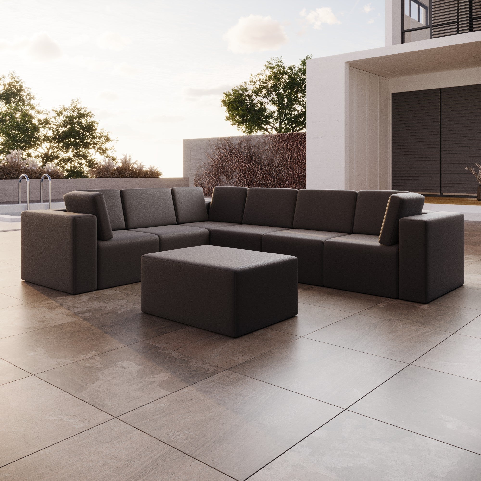 Modular Garden Sofa Eden L Maxi with Side Stool