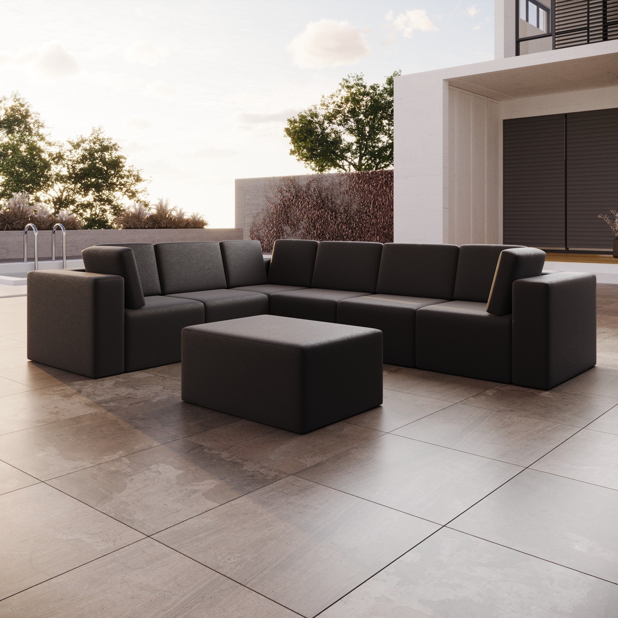 Modular Garden Sofa Eden L Maxi with Side Stool
