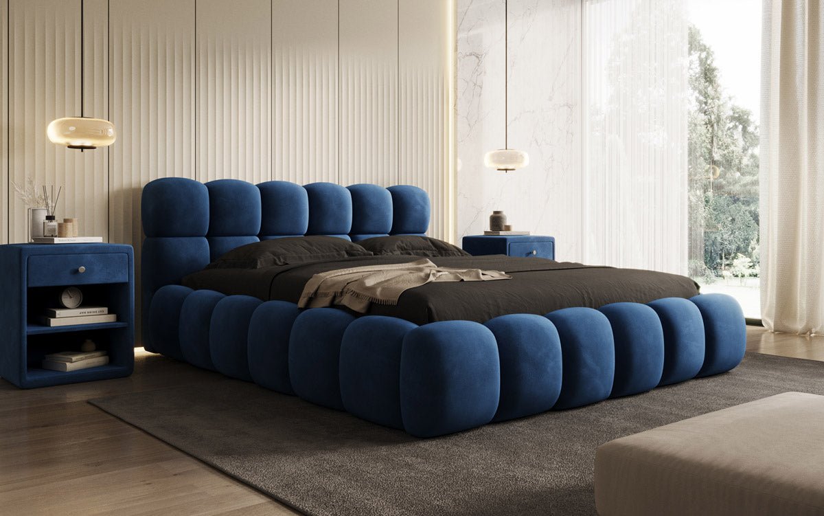 Designer upholstered bed Boston in velvet with storage